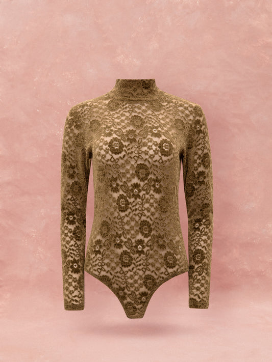 LACE BODYSUIT - LIME