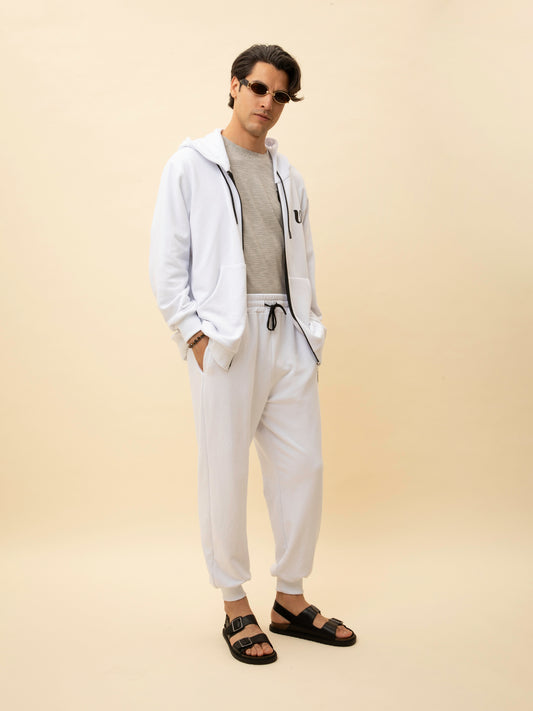 UNISEX ZIPPED HOODIE WHITE