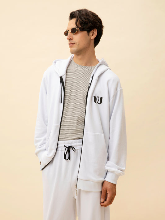 UNISEX ZIPPED HOODIE WHITE