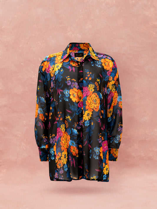 OVERSIZED CHIFFON SHIRT - TAPETSARIA BLACK