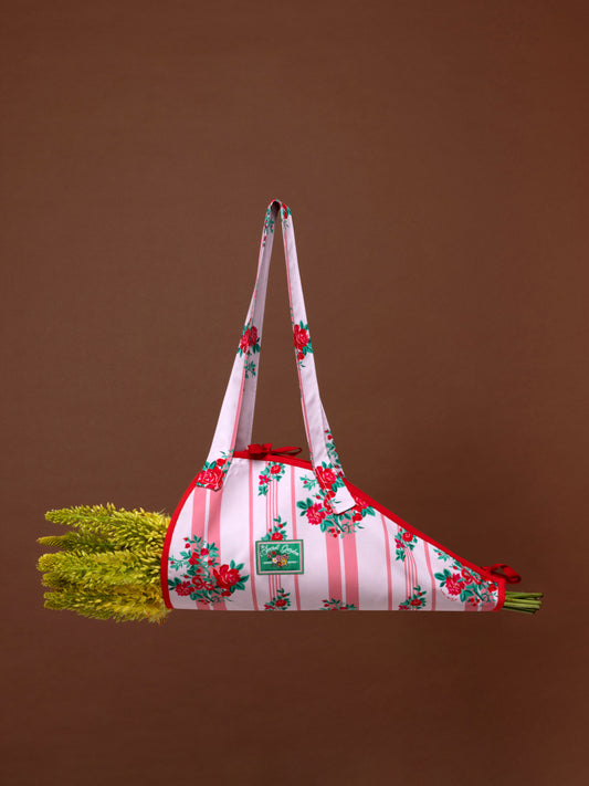 FLOWERS TOTE BAG - STRIPES ROSES
