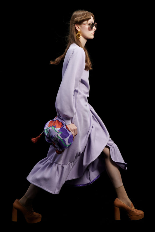 WRAP SWEATER DRESS LILAC