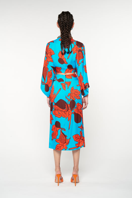 WRAPED DRAPED MIDI SKIRT - FIGS
