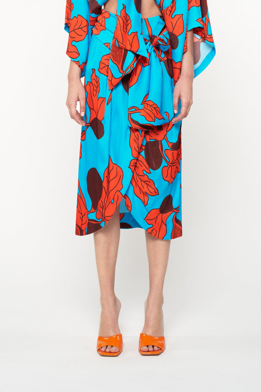 WRAPED DRAPED MIDI SKIRT - FIGS