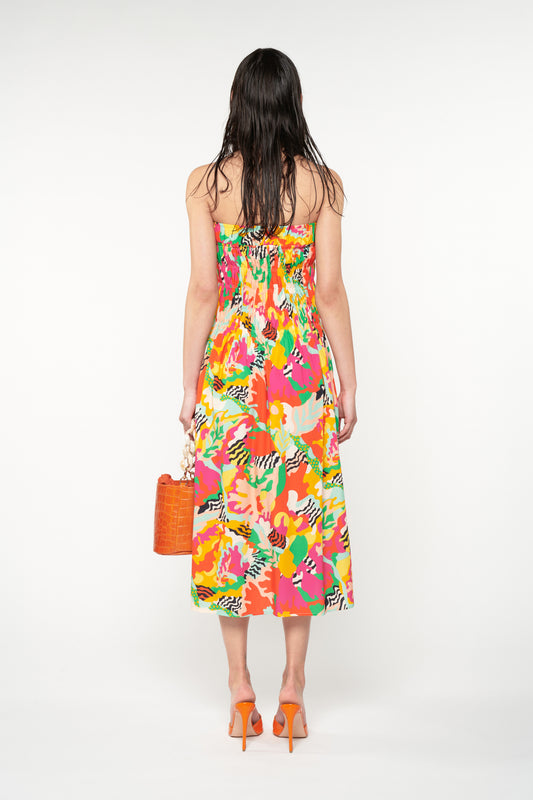 SHIRRED LONG SKIRT - PSYCHEDELIA GREEN