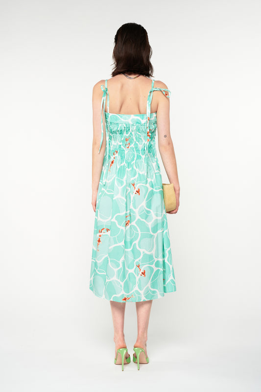 SHIRRED LONG SKIRT - THALASSA MINT