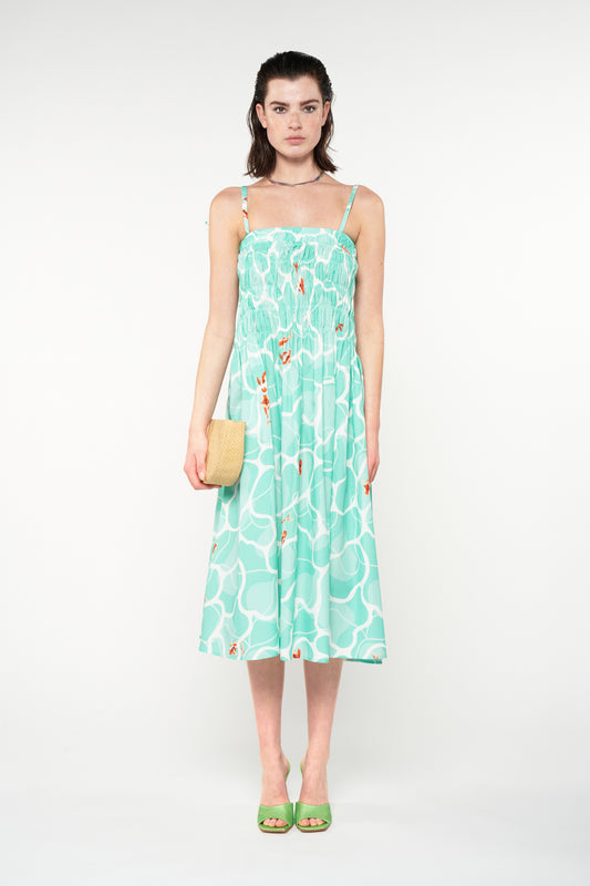 SHIRRED LONG SKIRT - THALASSA MINT