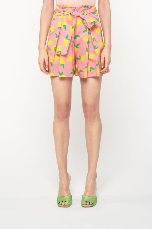 PLEATED SHORTS - LEMONS
