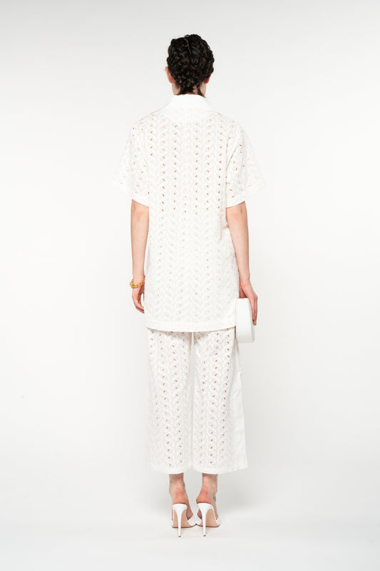 BRODERIE PANTS - WHITE