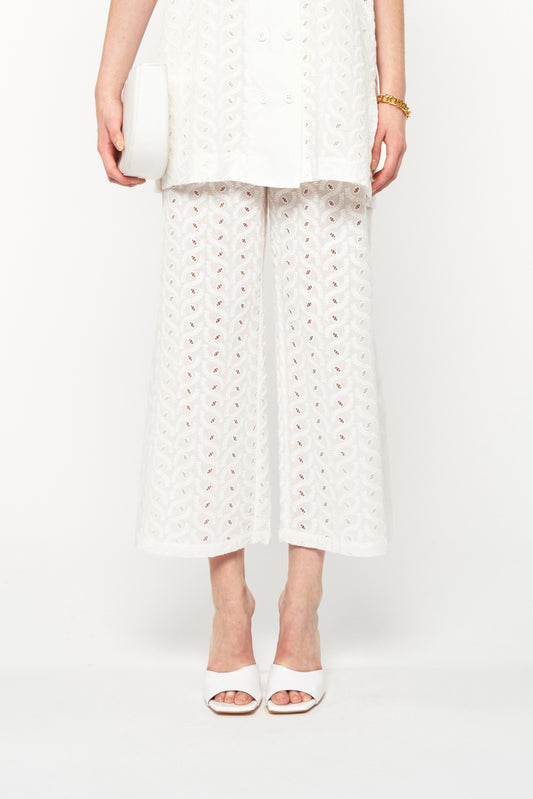 BRODERIE PANTS - WHITE