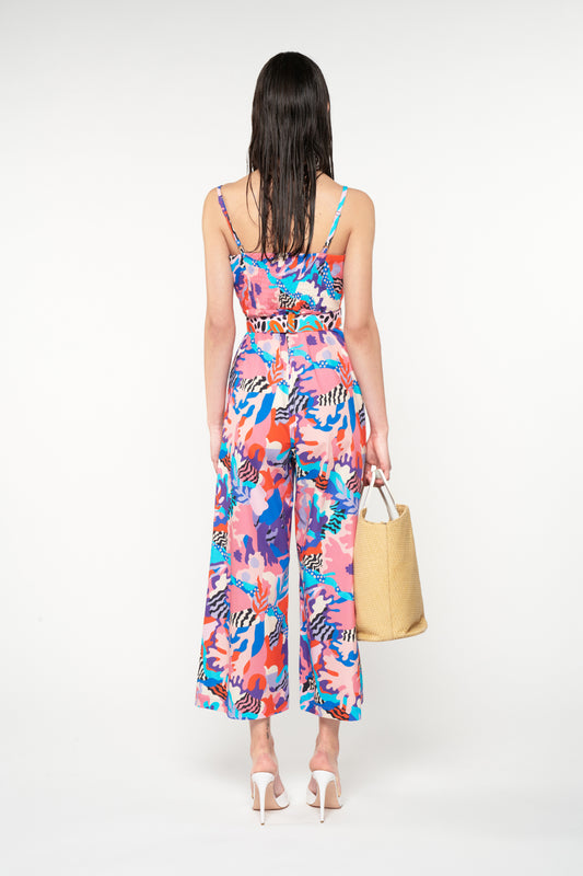 SWEETHEART NECKLINE JUMPSUIT - PSYCHEDELIA BLUE