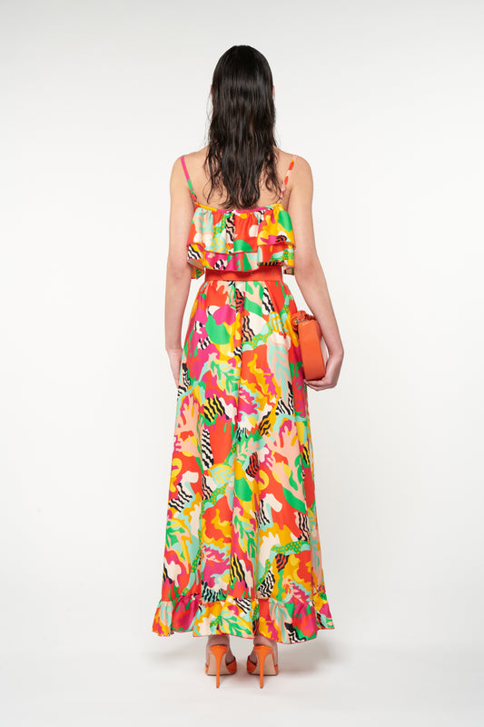SLIP MAXI DRESS - PSYCHEDELIA GREEN