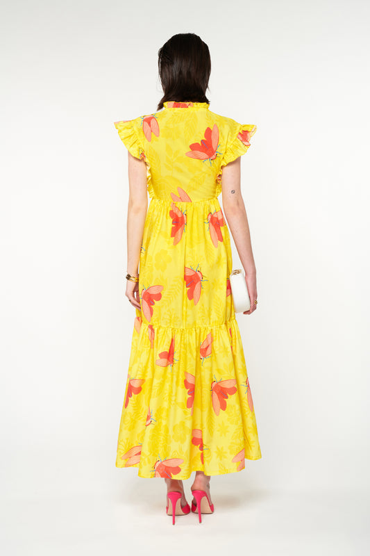 RUFFLED TIERED MAXI DRESS - TZITZIKIA