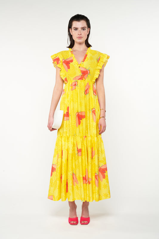 RUFFLED TIERED MAXI DRESS - TZITZIKIA