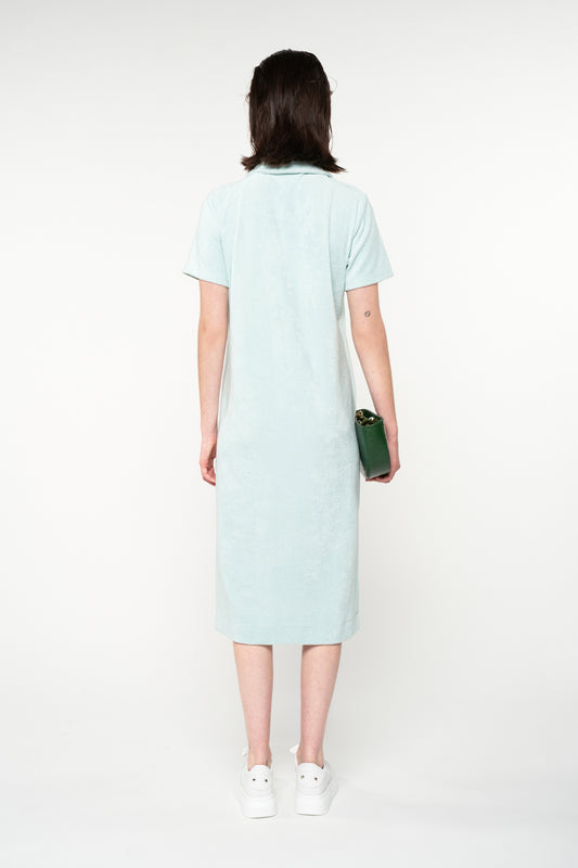 TOWELING POLO MIDI DRESS - MINT