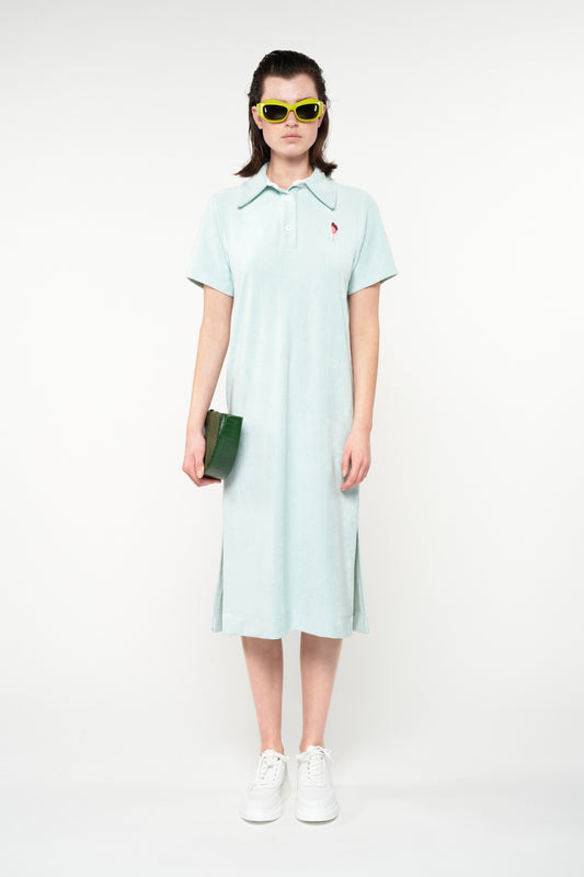 TOWELING POLO MIDI DRESS - MINT