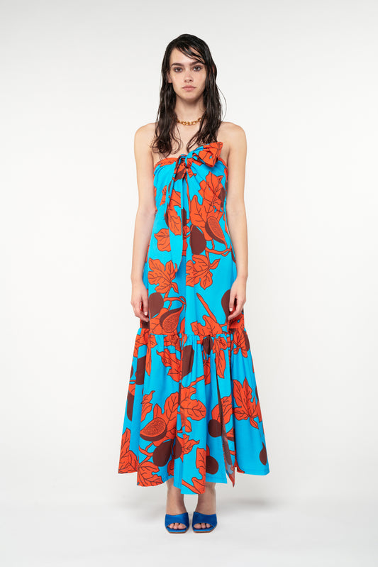 SCARVES-BUST CROSS NECK TIERED MAXI DRESS - FIGS