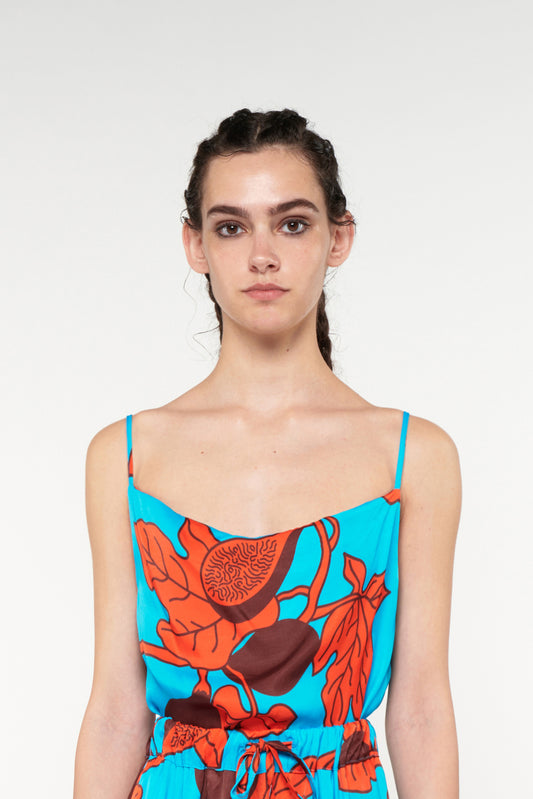 DRAPED COWL-NECKLINE TOP - FIGS