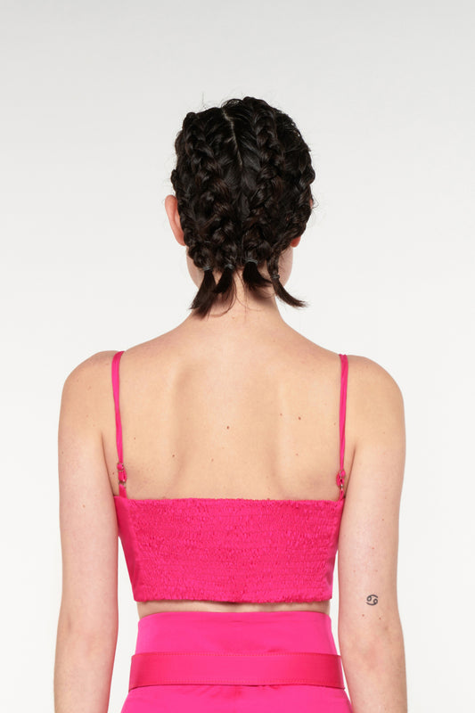 SWEETHEART NECKLINE CROP TOP - FUCHSIA