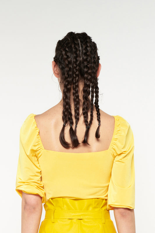 SWEETHEART NECKLINE BODYSUIT - YELLOW