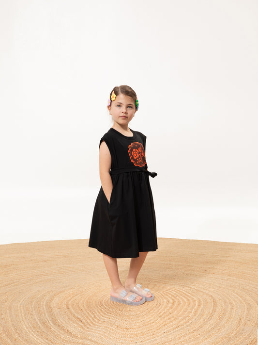 KIDS SLEEVELESS DRESS KENTIMA BLACK
