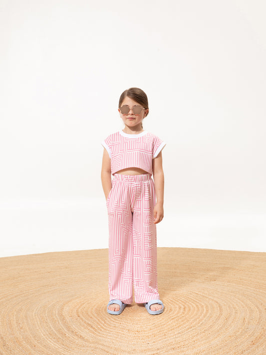 KIDS CROPPED SWEATER LOGO STRIPES