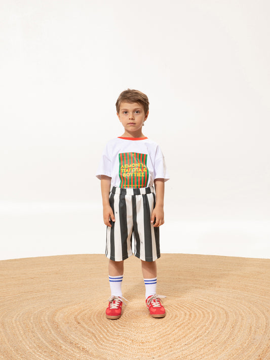 KIDS BERMUDA SHORTS BLACK STRIPES