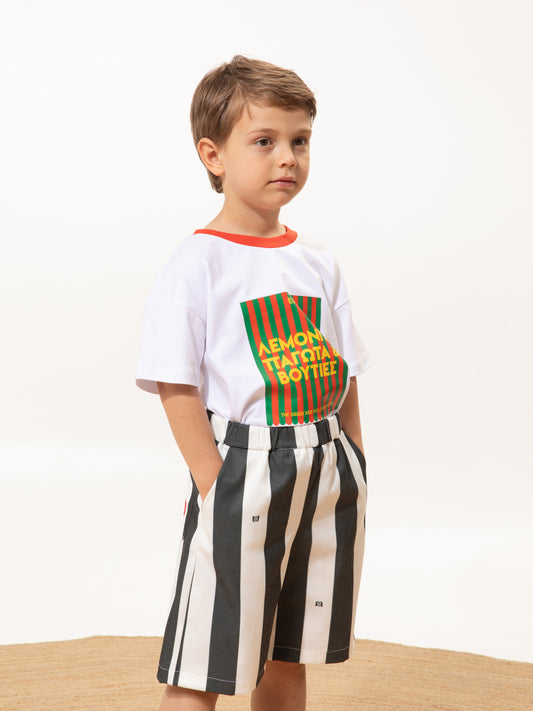 KIDS BERMUDA SHORTS BLACK STRIPES