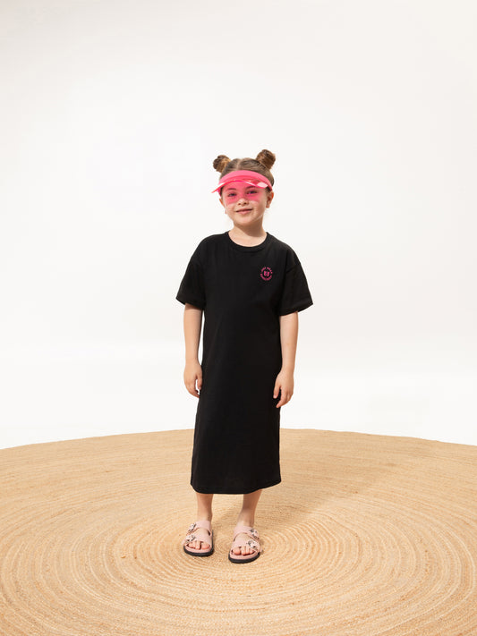 KIDS T-SHIRT-DRESS SUN BLACK