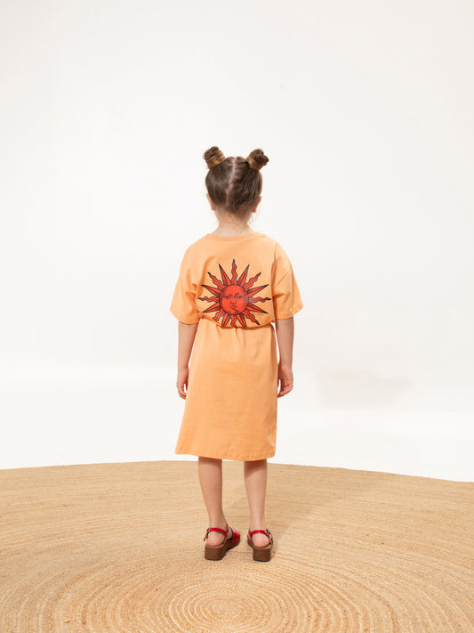KIDS T-SHIRT-DRESS SUN PEACH