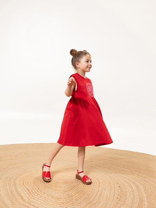 KIDS SLEEVELESS DRESS KENTIMA RED