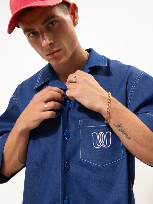 SHORT-SLEEVE SHIRT DENIM BLUE