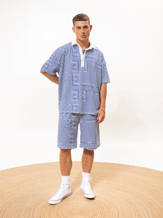 POLO SWEATSHIRT LOGO STRIPES BLUE