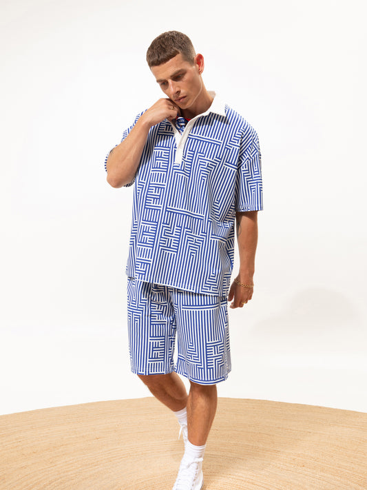 BERMUDA SHORTS LOGO STRIPES BLUE