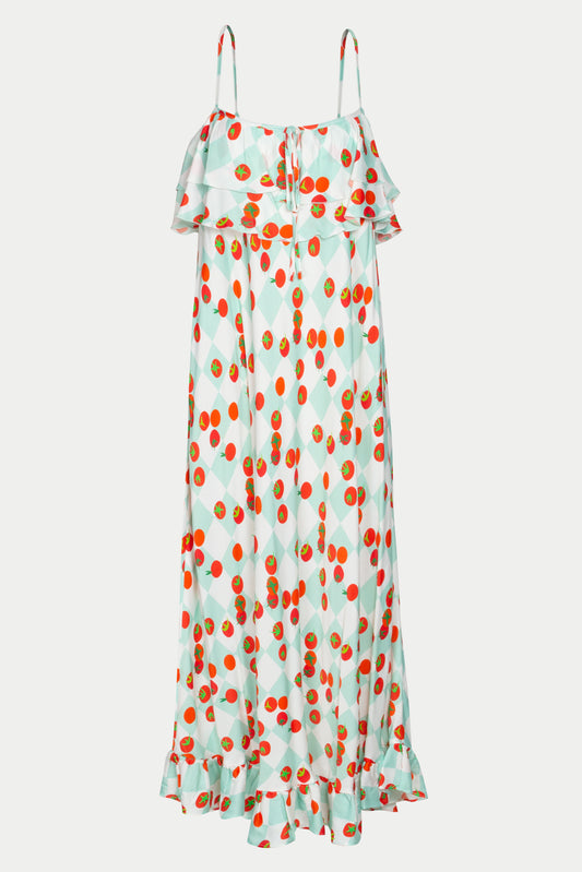 SLIP MAXI DRESS - CHERRY TOMATOES