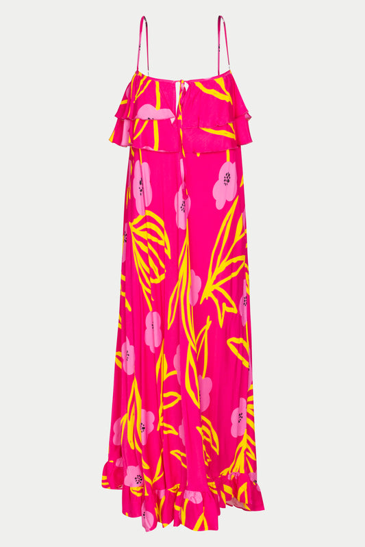 SLIP MAXI DRESS - FLORAL FUCHSIA