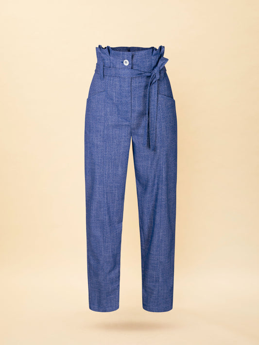 PAPERBAG-WAIST CARGO PANTS BLUE