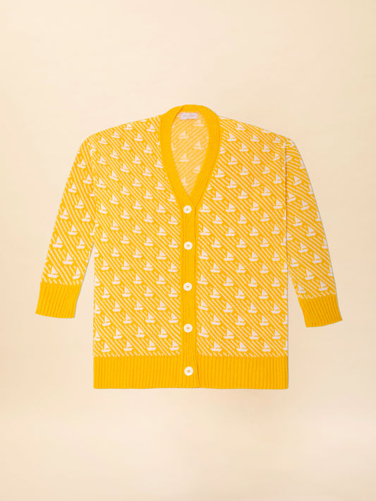 JACQUARD KNIT CARDIGAN BOAT YELLOW