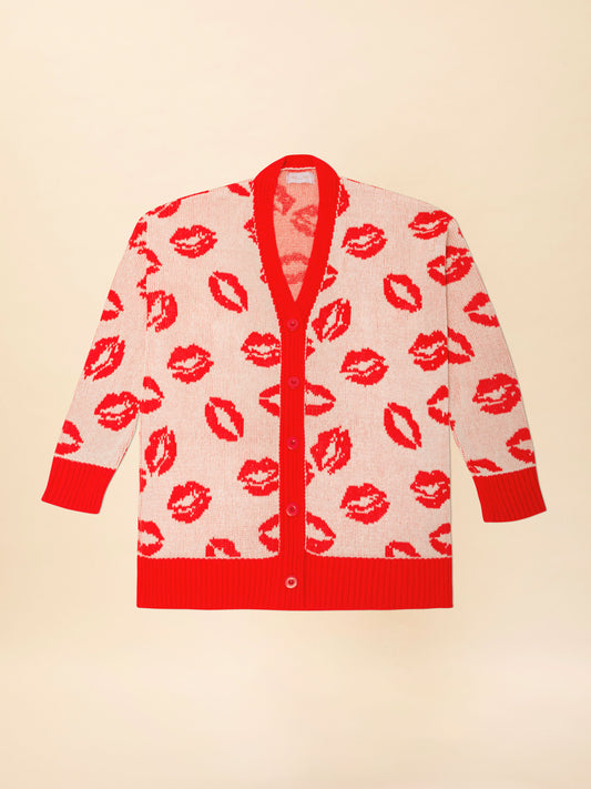 JACQUARD KNIT CARDIGAN KISSES