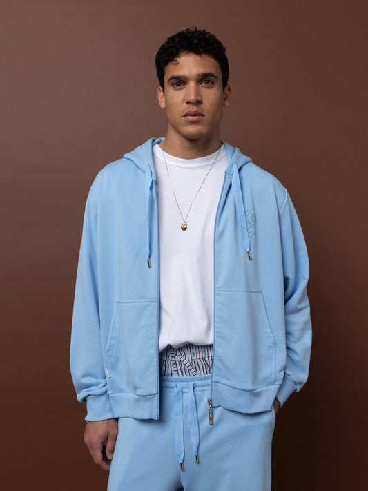 FUTTER ZIPPED HOODIE - LIGHT BLUE