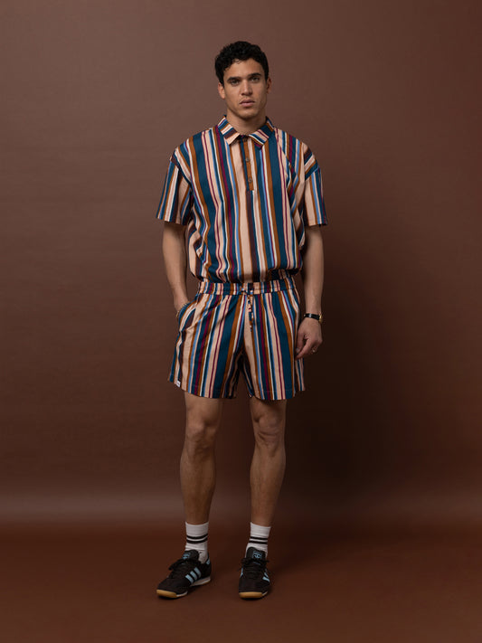 POPLIN POLO TOP - STRIPES MULTI
