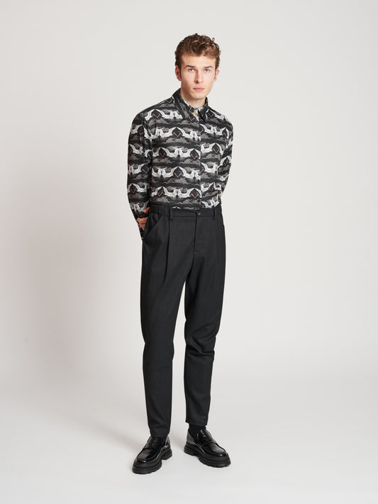 PRINTED SHIRT CRANES BLACK