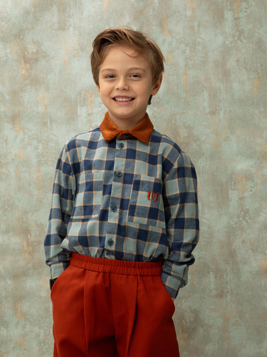 CHECKED COTTON SHIRT - BLUE