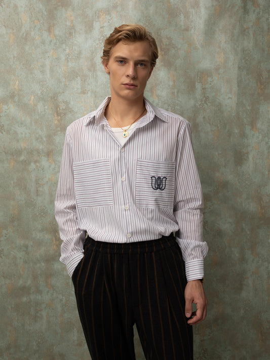 STRIPED POPLIN SHIRT - WHITE