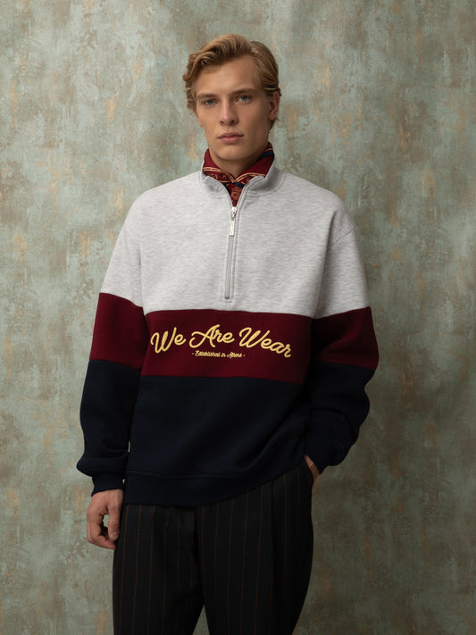 ZIP-UP SWEATSHIRT - GREY & BLUE