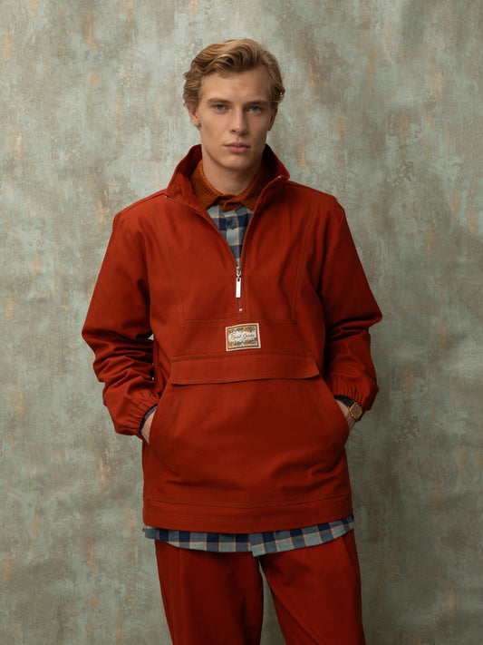 ZIP-UP BLOUSE - COGNAC