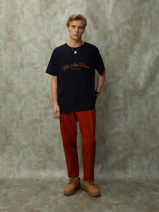 PLEATED COTTON PANTS - COGNAC