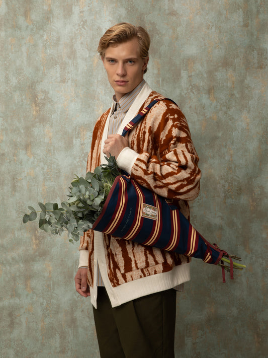 FLOWERS TOTE BAG - STRIPES BLUE