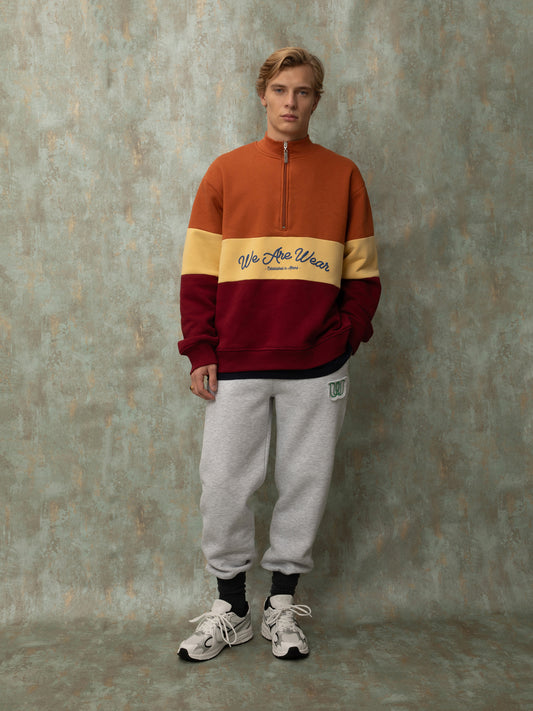 ZIP-UP SWEATSHIRT - COGNAC & BURGUNDY
