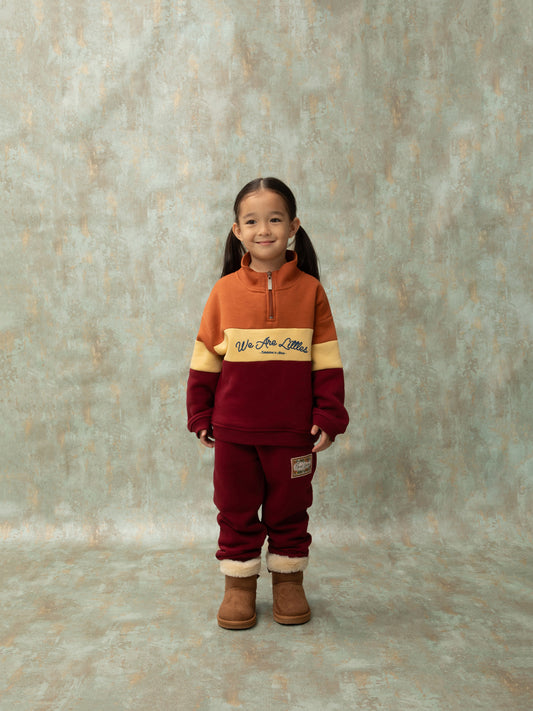 ZIP-UP SWEATSHIRT - COGNAC & BURGUNDY